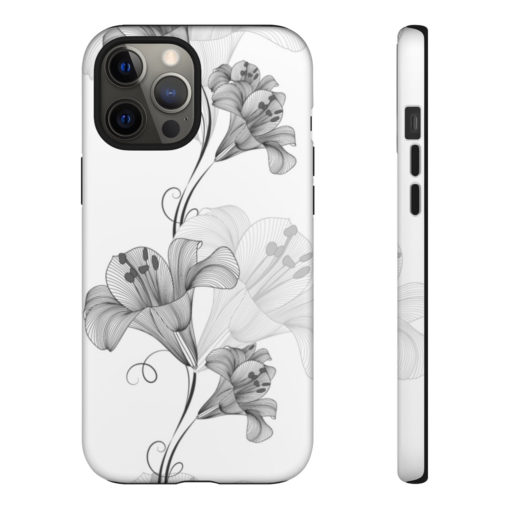 Lily Flower Monochrome iPhone Case (Protective) iPhone 12 Pro Max Matte Phone Case