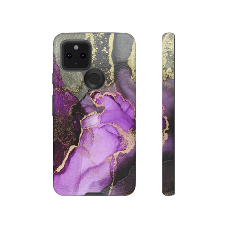 Purple Marble & Gold Android Case (Protective) Google Pixel 5 5G Glossy Phone Case