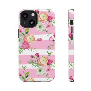 Pink Roses and Ranunculus Flowers iPhone Case (Protective) iPhone 13 Mini Glossy Phone Case