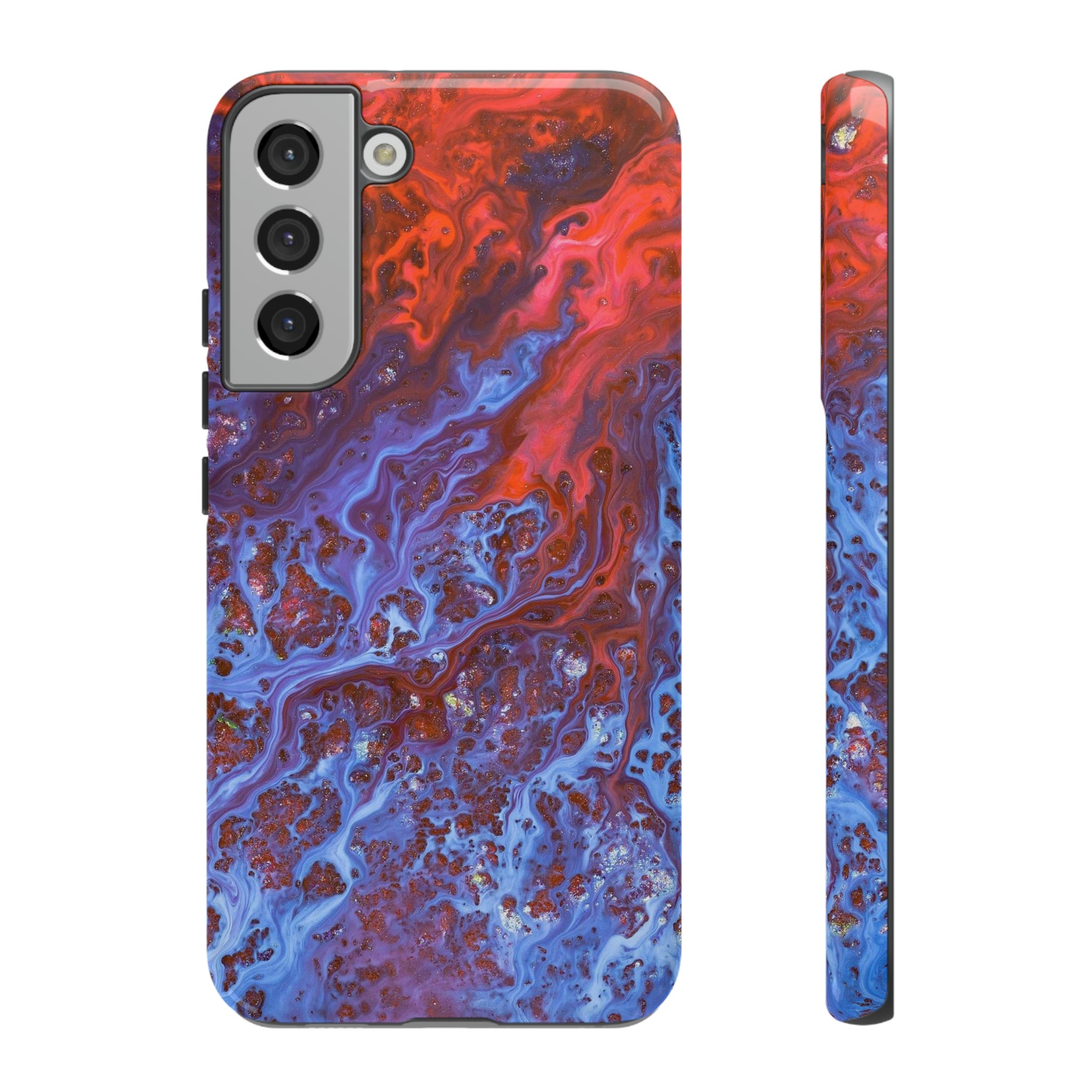 Blue Lava Ink Art Android Case (Protective) Samsung Galaxy S22 Plus Glossy Phone Case