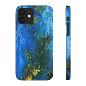 Blue Globe Ink Art iPhone Case (Slim) iPhone 12 Glossy Phone Case