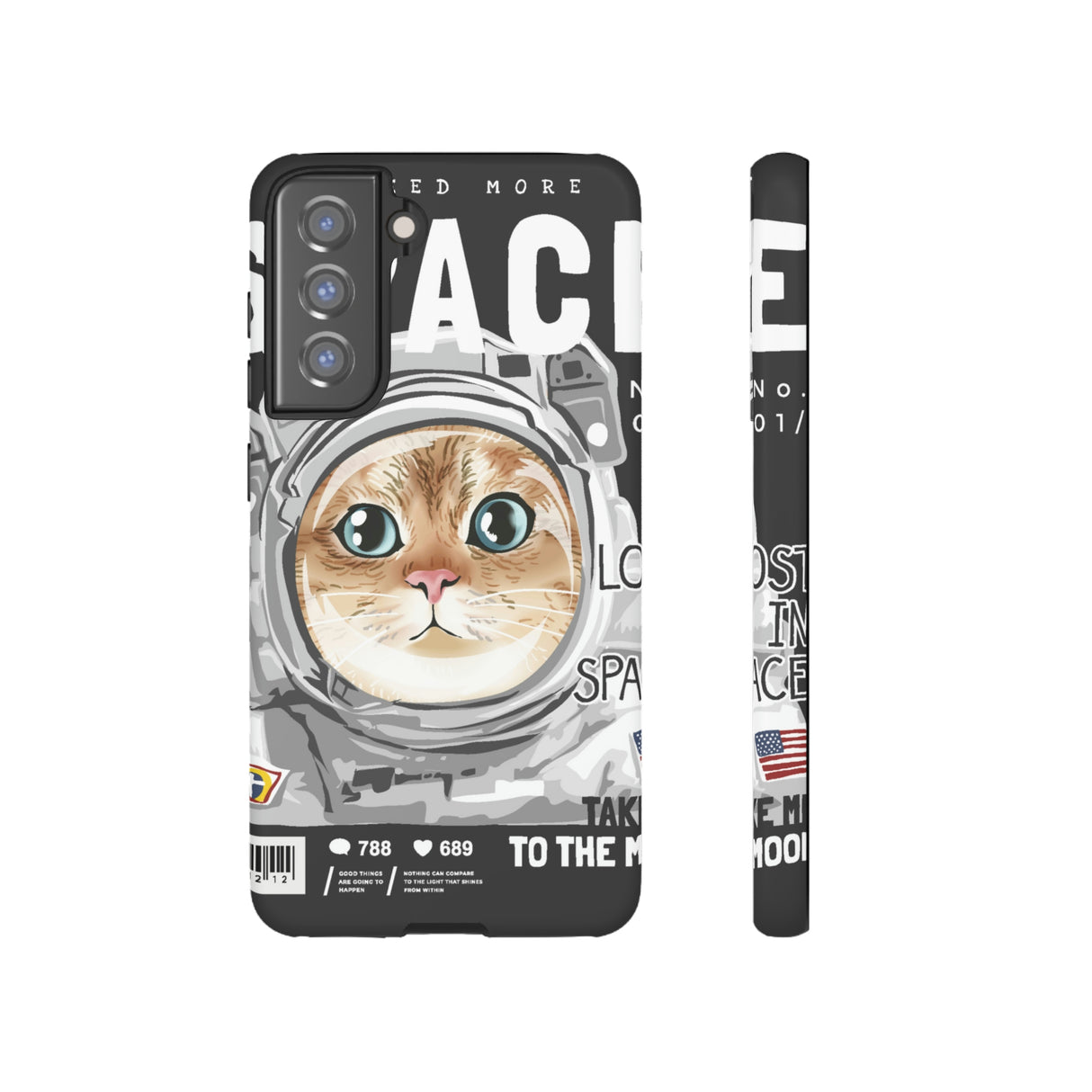 Space Cute Cat Android Case (Protective) Samsung Galaxy S21 FE Matte Phone Case