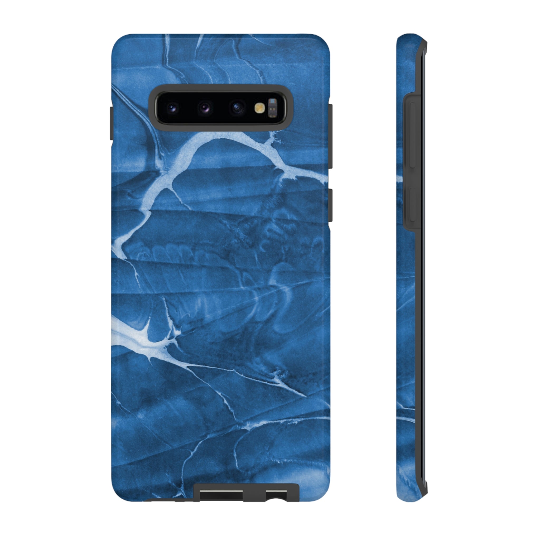 Ebru Blue Android Case (Protective) Samsung Galaxy S10 Plus Glossy Phone Case