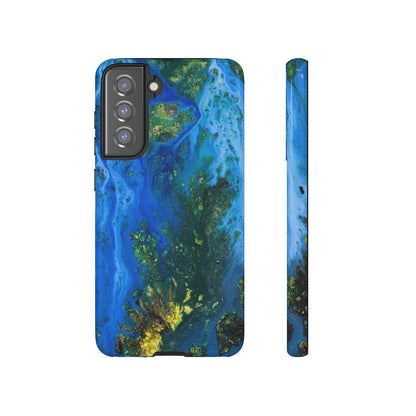 Blue Globe Ink Art Android Case (Protective) Samsung S21 FE Glossy Phone Case