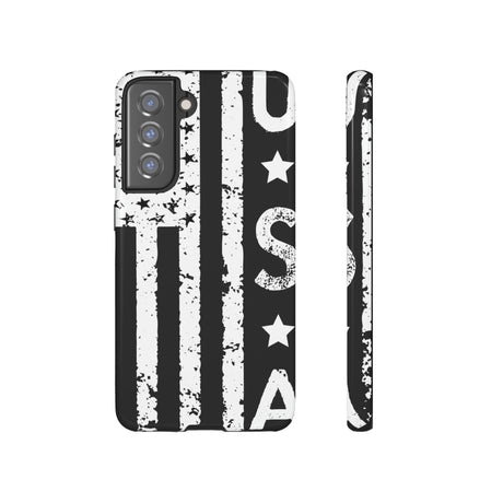 Black n White U.S Flag Android Case (Protective) Samsung Galaxy S21 FE Glossy Phone Case