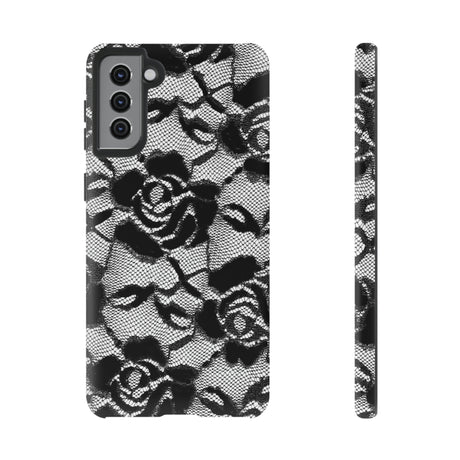 Black Rose Lace Gothic Flower Samsung Case (Protective) Samsung Galaxy S21 Plus Matte Phone Case