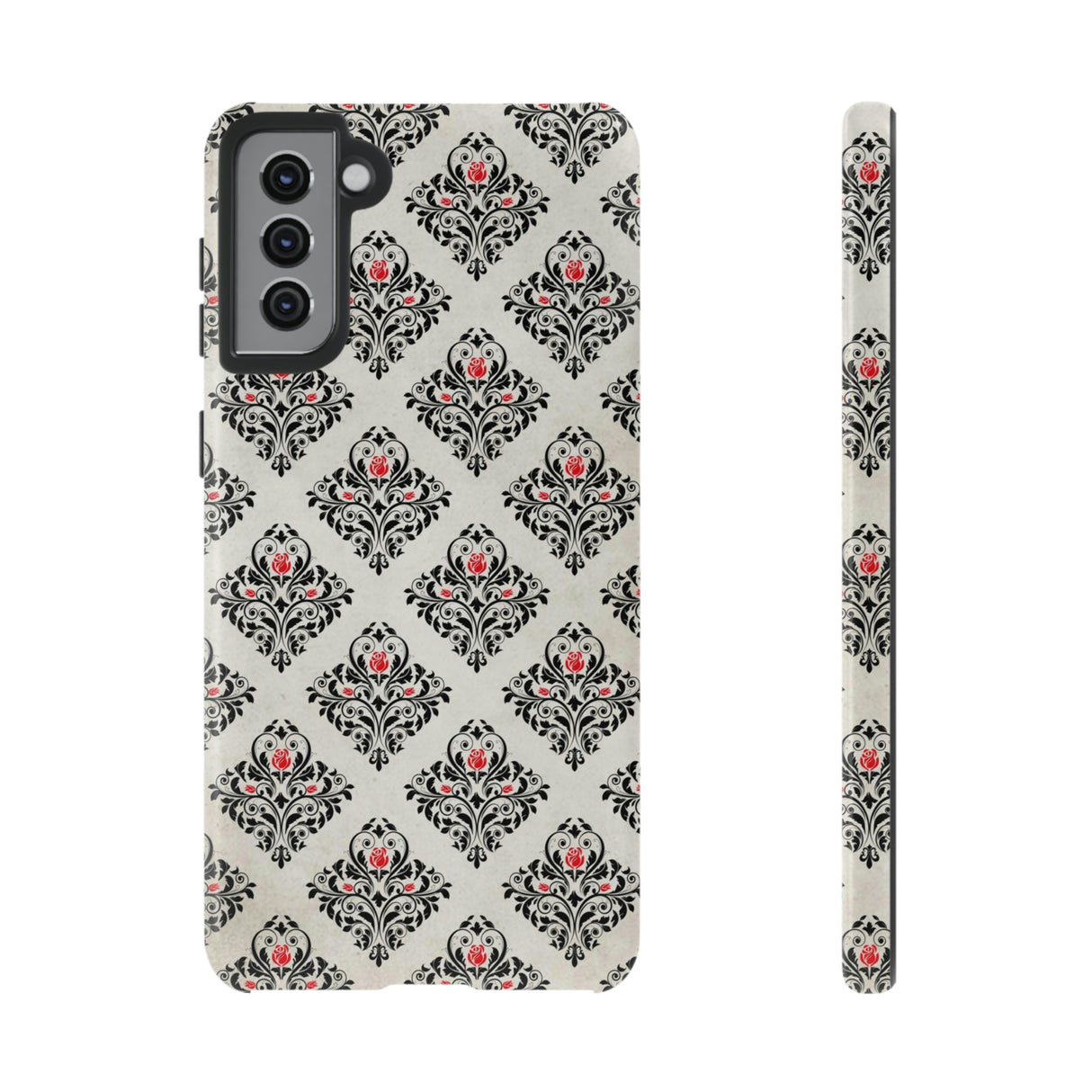 Grey Rose Gothic Flower Samsung Case (Protective) Samsung Galaxy S21 Plus Glossy Phone Case