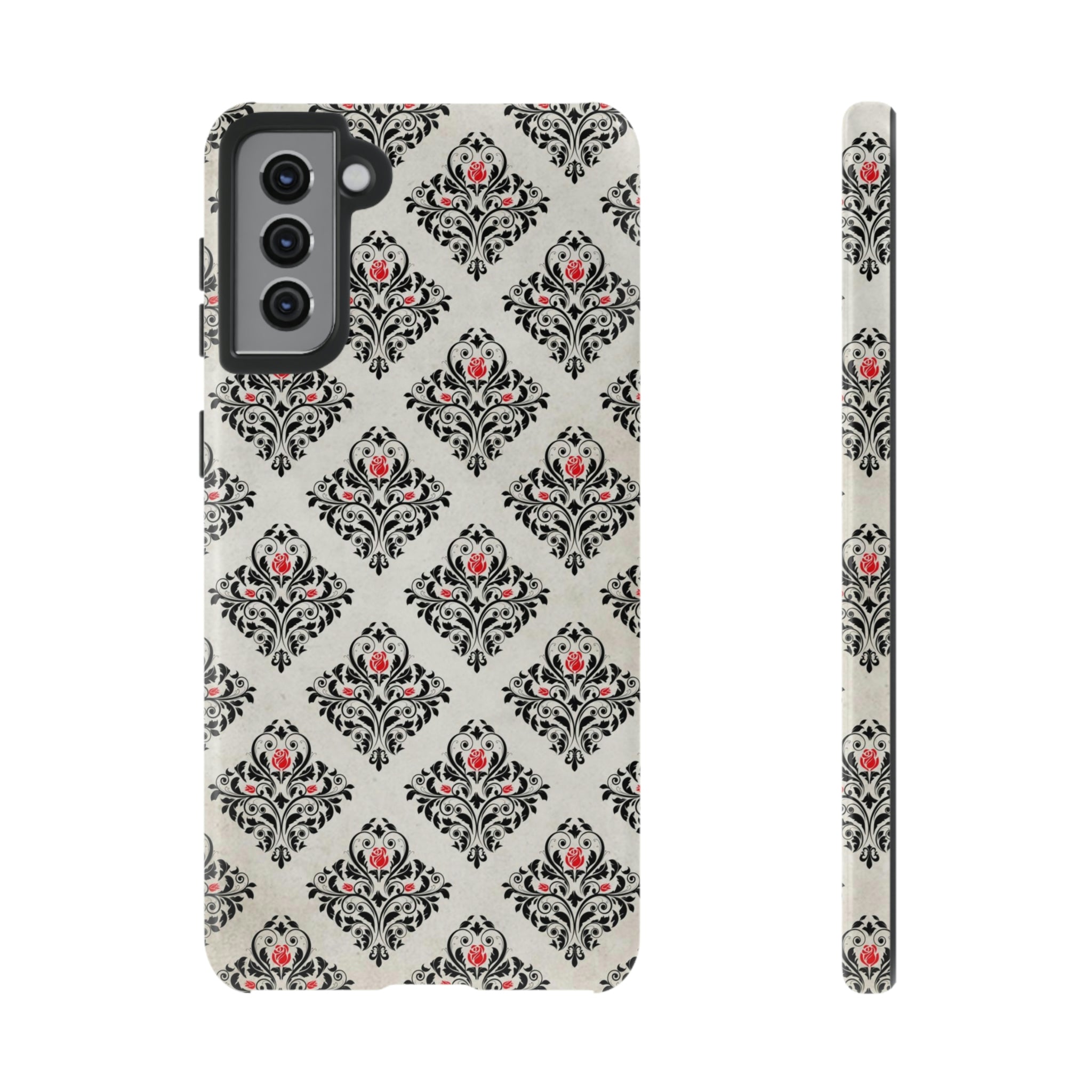 Grey Rose Gothic Flower Samsung Case (Protective) Samsung Galaxy S21 Plus Glossy Phone Case