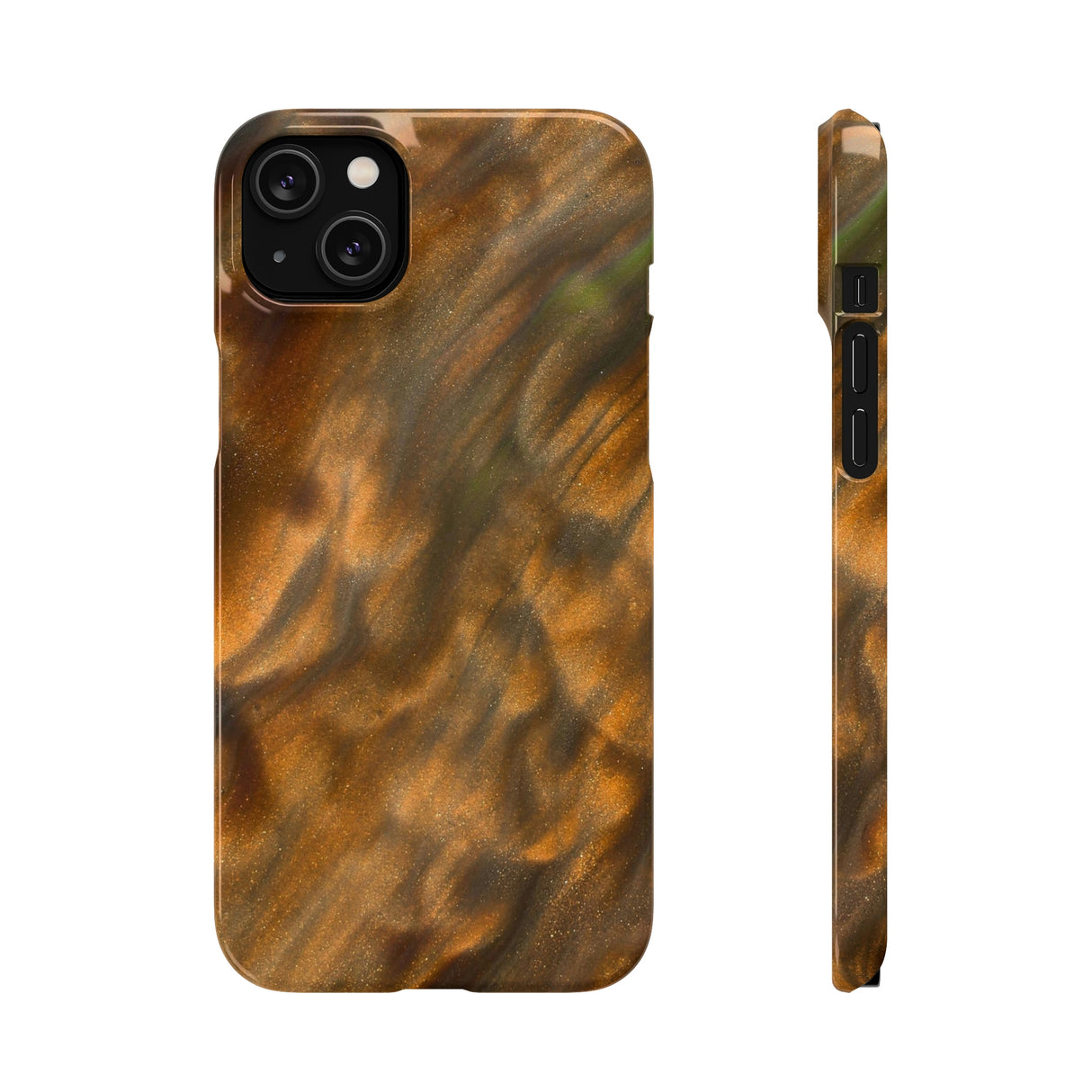 Gold Sand Ink Art iPhone Case (Slim) iPhone 14 Plus Glossy Phone Case