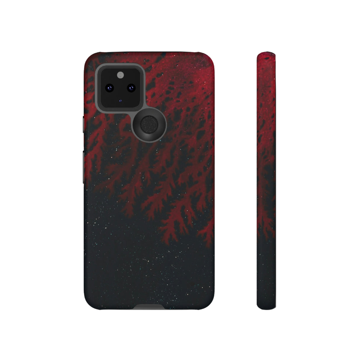 Dark Red Space Ink Art Android Case (Protective) Google Pixel 5 5G Matte Phone Case