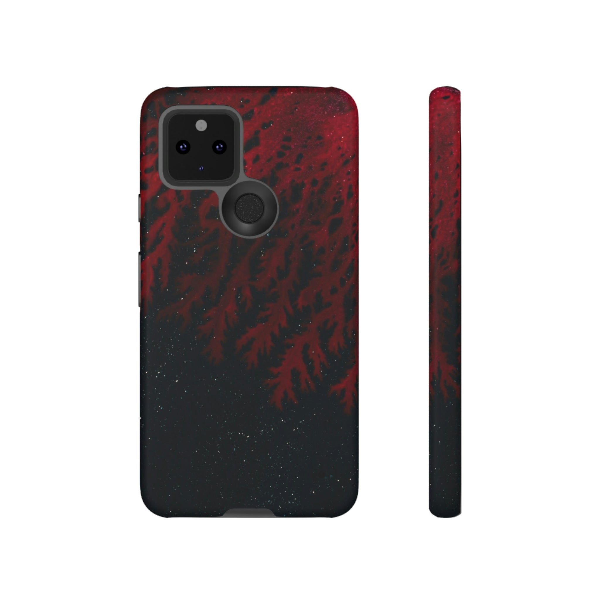 Dark Red Space Ink Art Android Case (Protective) Google Pixel 5 5G Matte Phone Case