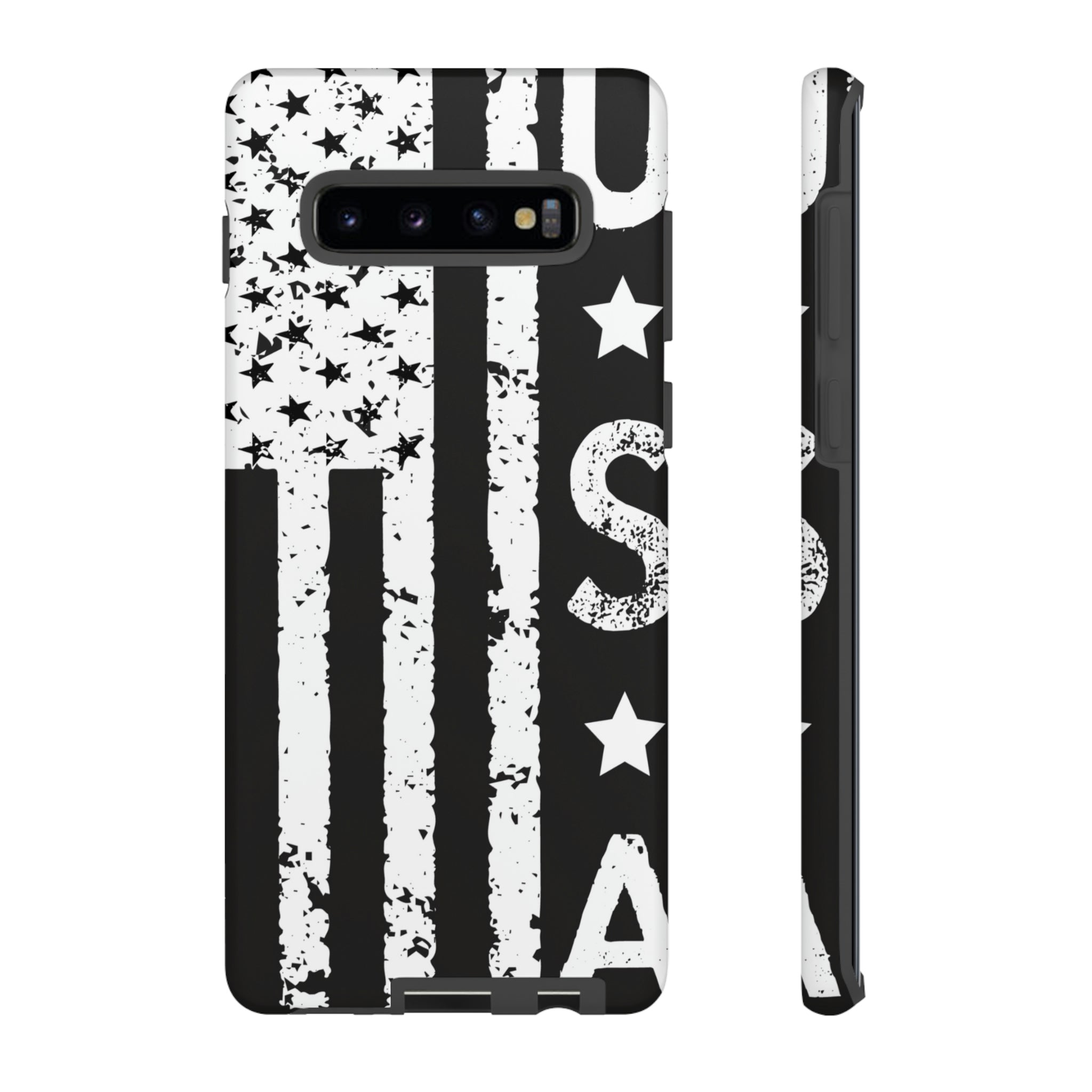 Black n White U.S Flag Android Case (Protective) Samsung Galaxy S10 Plus Matte Phone Case