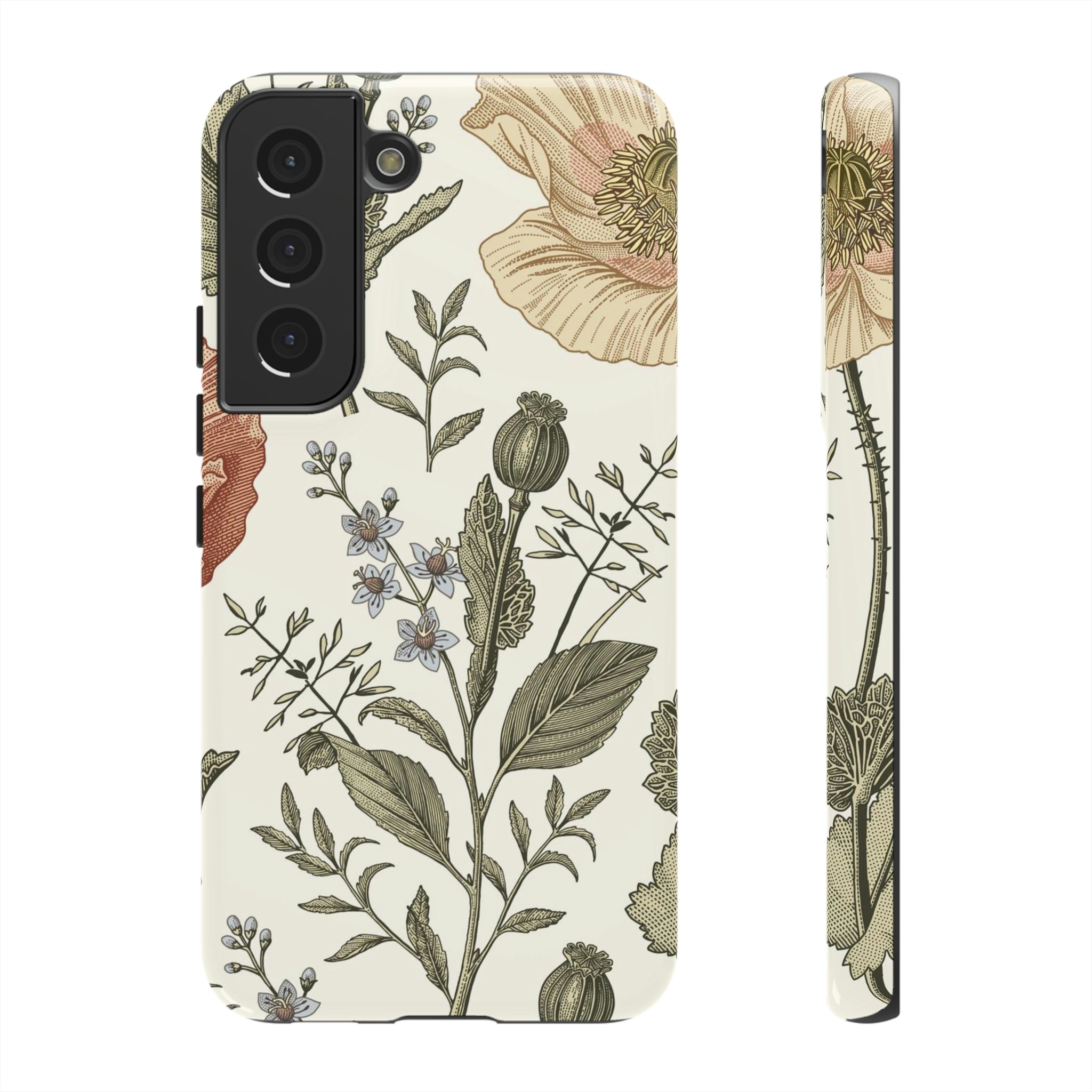 Poppy Brown Vintage Flower Samsung Case (Protective) Samsung Galaxy S22 Glossy Phone Case