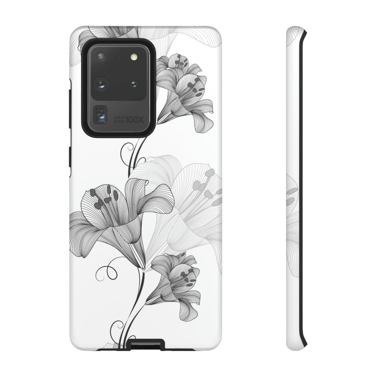 Lily Flower Monochrome Android Case (Protective) Samsung Galaxy S20 Ultra Matte Phone Case