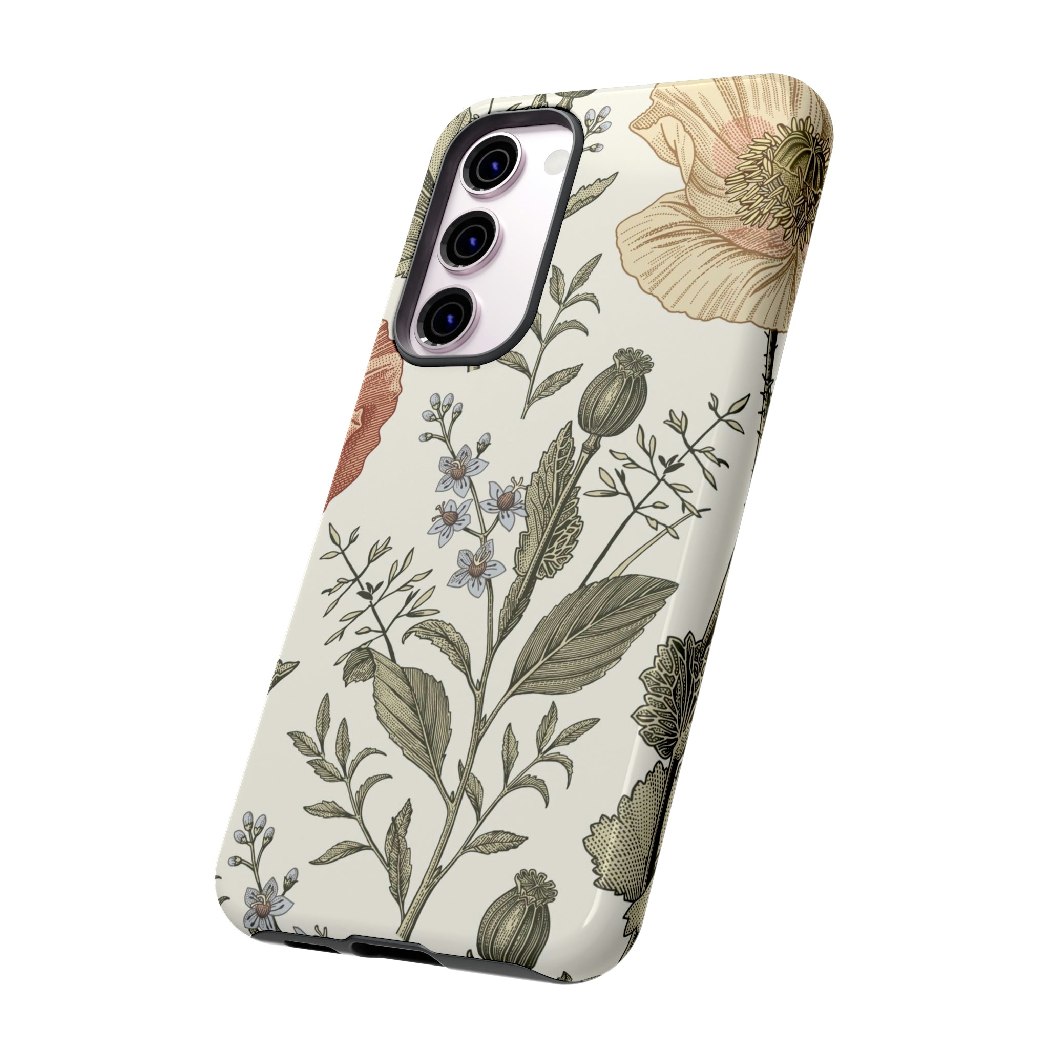 Poppy Brown Vintage Flower Samsung Case (Protective) Phone Case