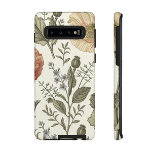 Poppy Brown Vintage Flower Samsung Case (Protective) Samsung Galaxy S10 Matte Phone Case