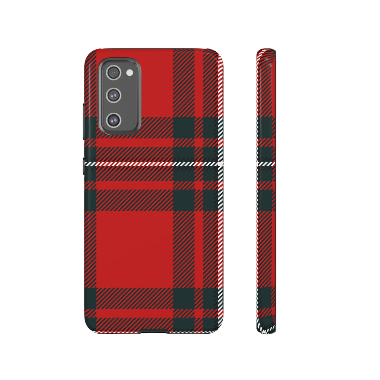 Plaid Pattern Red Android Case (Protective) Samsung Galaxy S20 FE Glossy Phone Case