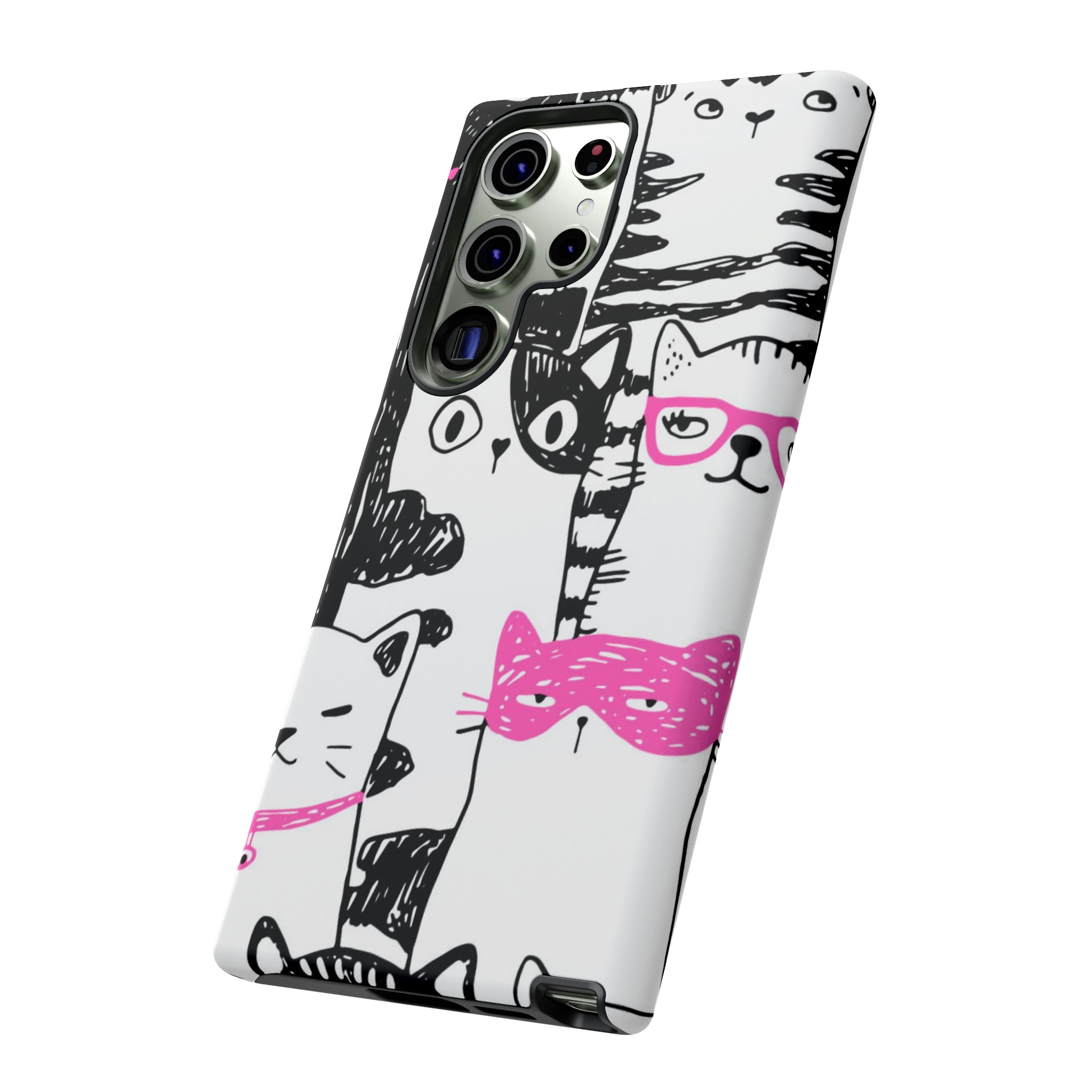 Black & Pink Cat Pattern Android Case (Protective) Phone Case