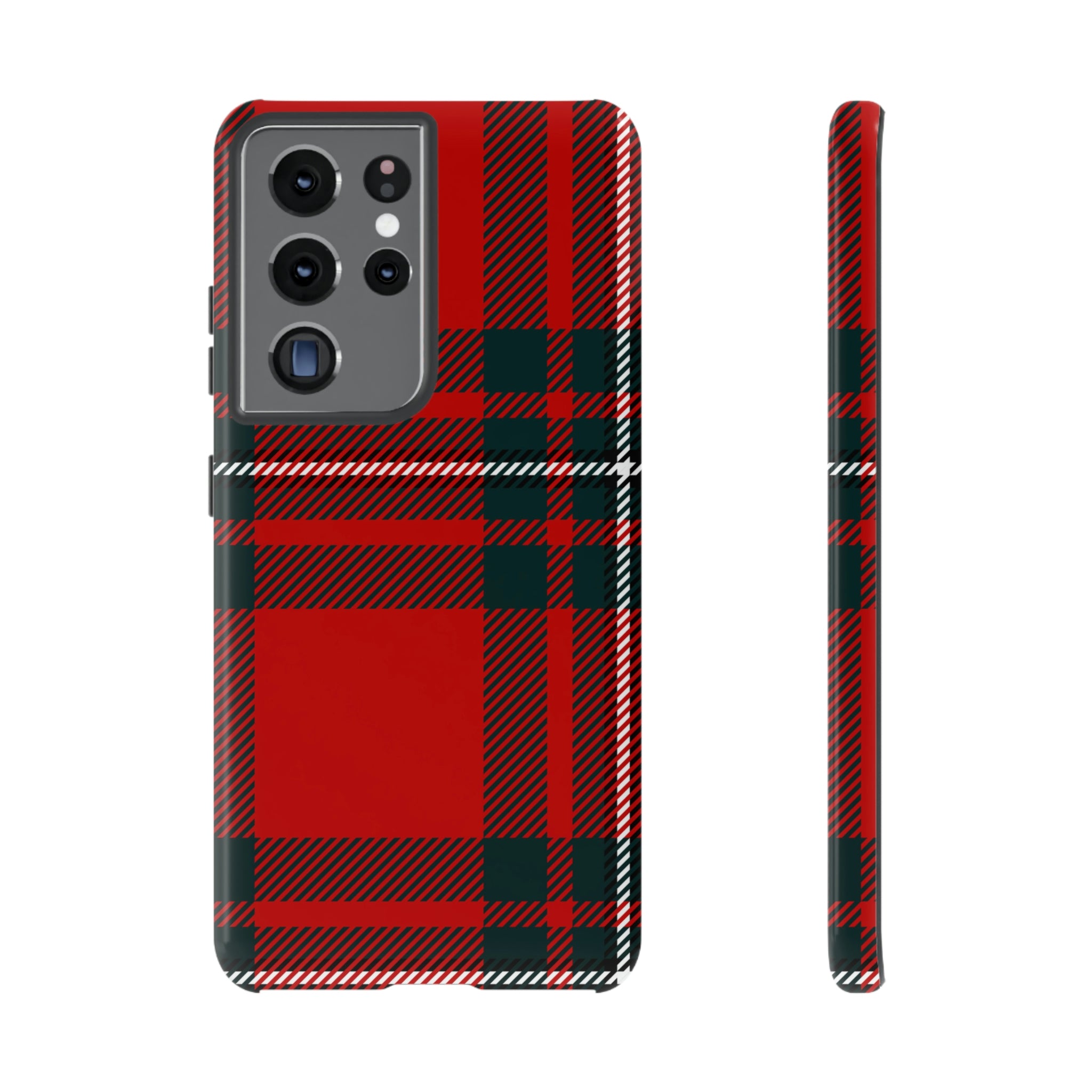 Plaid Pattern Red Android Case (Protective) Samsung Galaxy S21 Ultra Glossy Phone Case