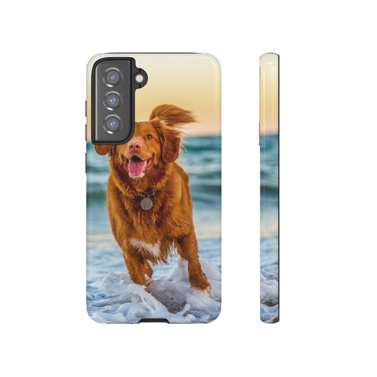 Happy Beach Dog Android Case (Protective) Samsung Galaxy S21 FE Glossy Phone Case