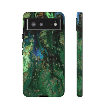 Green Liquid Marble Ink Art Android Case (Protective) Google Pixel 6 Glossy Phone Case