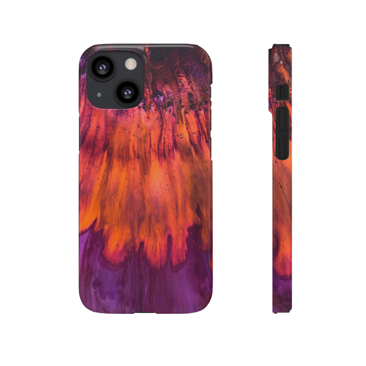 Orange Flow Ink Art iPhone Case (Slim) iPhone 13 Mini Glossy Phone Case