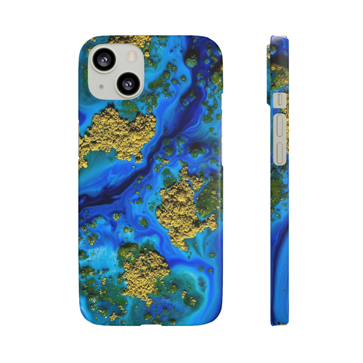 Blue Clear Ocean Ink Art iPhone Case (Slim) iPhone 13 Matte Phone Case