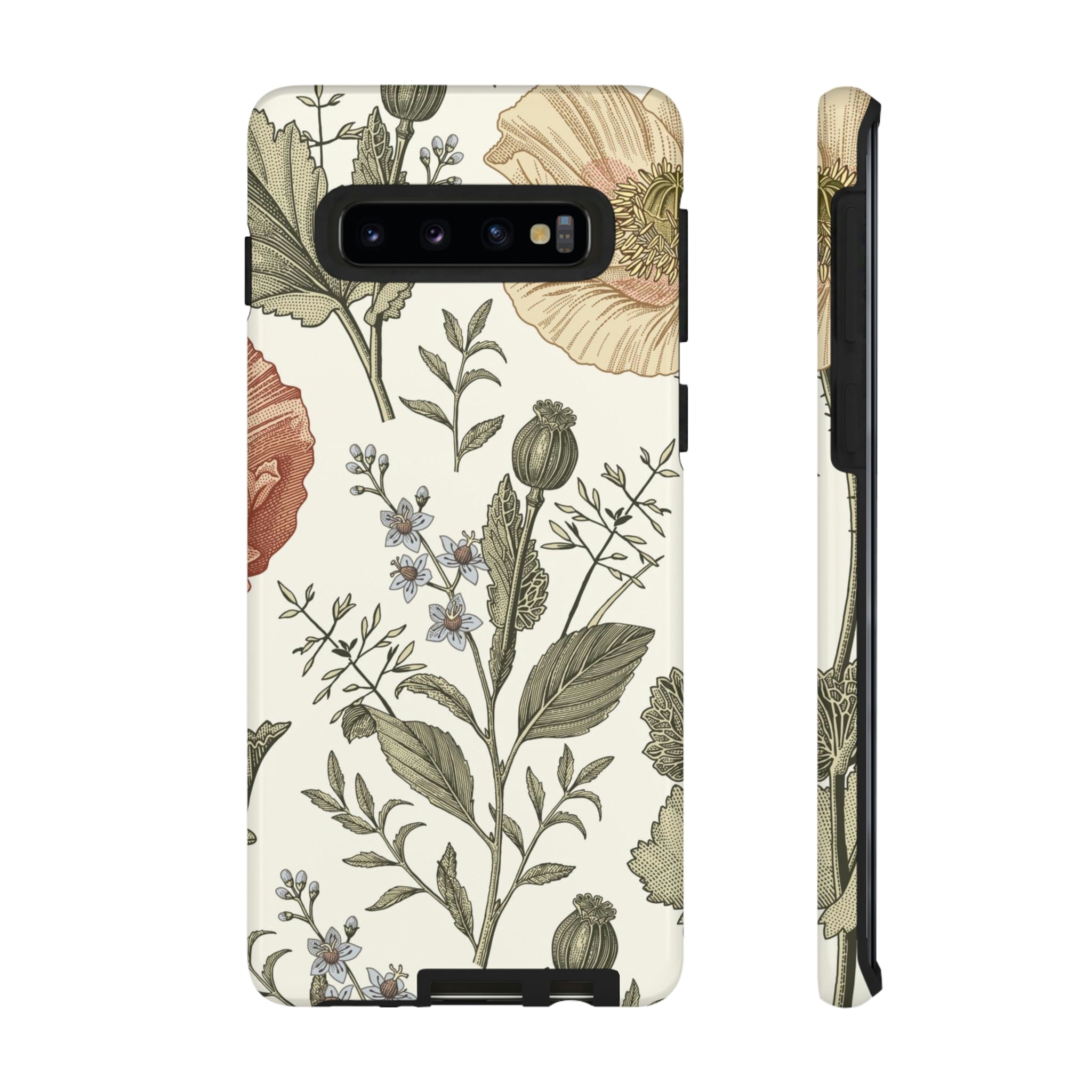 Poppy Brown Vintage Flower Samsung Case (Protective) Samsung Galaxy S10 Glossy Phone Case