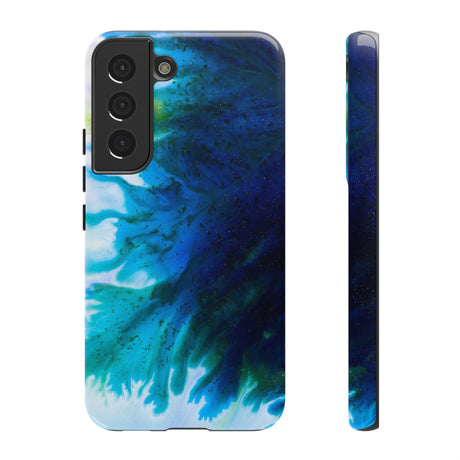 Blue Liquid Ink Art Android Case (Protective) Samsung Galaxy S22 Glossy Phone Case