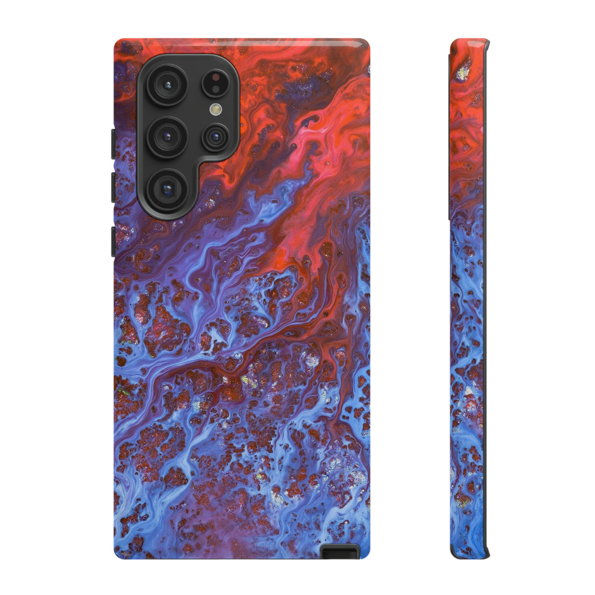 Blue Lava Ink Art Android Case (Protective) Samsung Galaxy S22 Ultra Glossy Phone Case