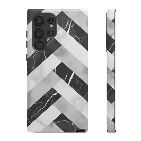 Grey Herringbone Android Case (Protective) Samsung Galaxy S22 Ultra Glossy Phone Case