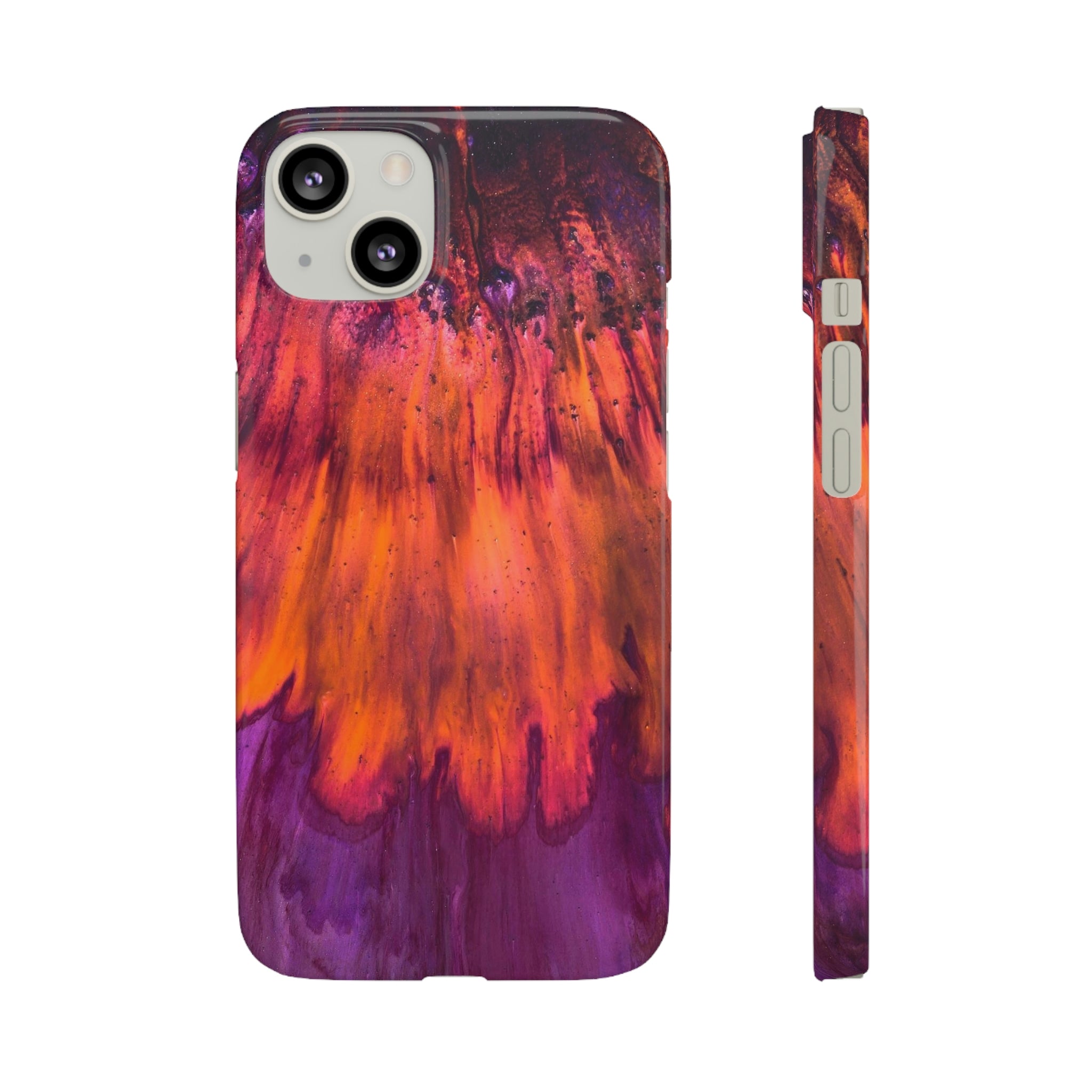 Orange Flow Ink Art iPhone Case (Slim) iPhone 13 Glossy Phone Case