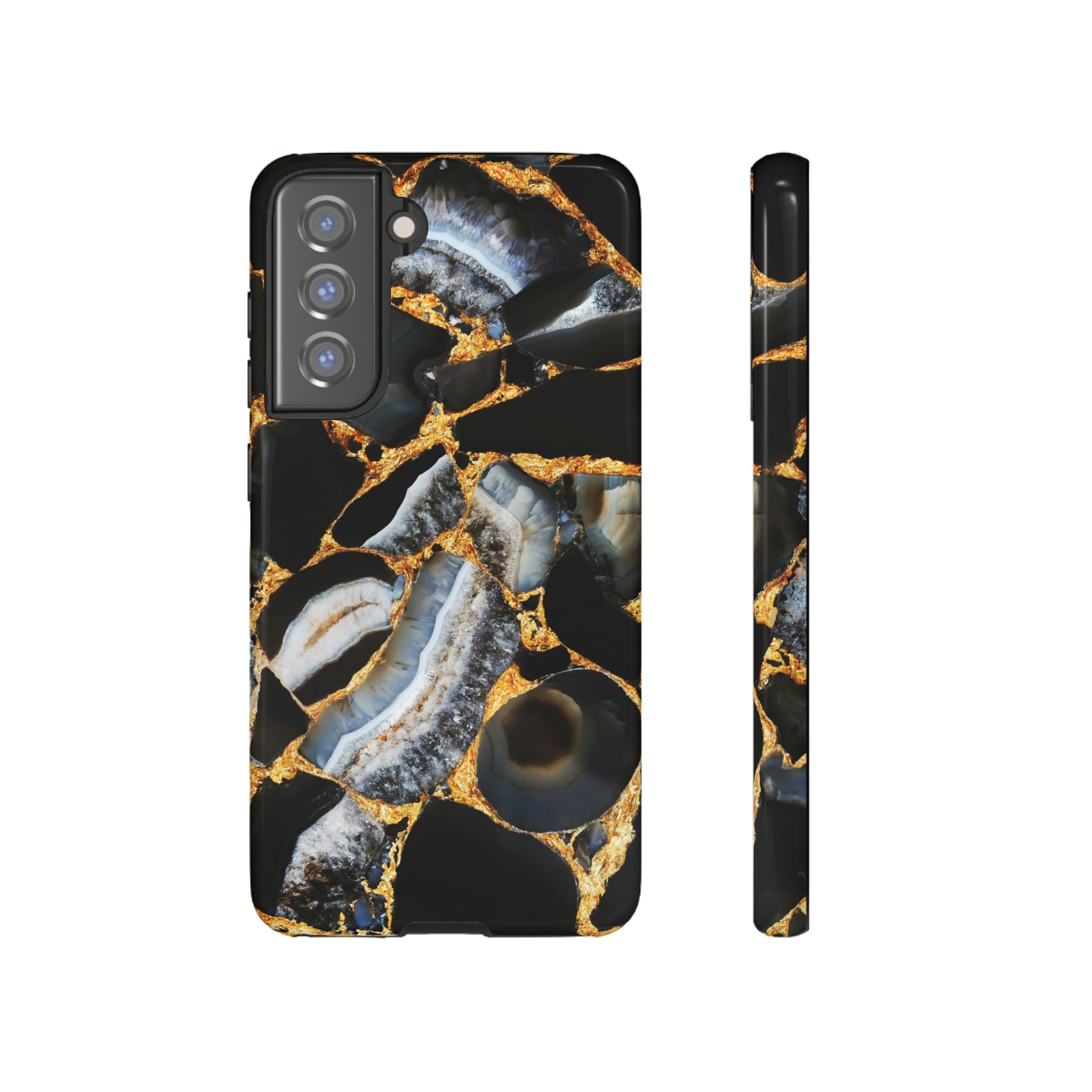 Dark Agate Marble Android Case (Protective) Samsung Galaxy S21 FE Glossy Phone Case