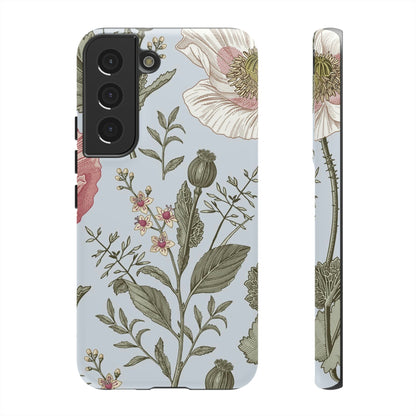 Poppy Blue Vintage Flower Samsung Case (Protective) Samsung Galaxy S22 Matte Phone Case