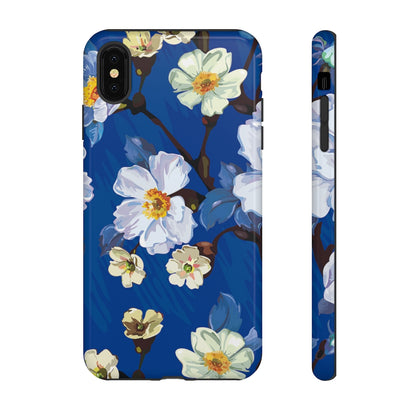 Elegant Flower on Blue iPhone Case (Protective) iPhone XS MAX Glossy Phone Case