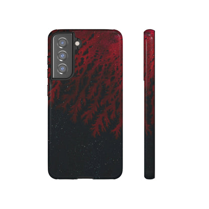 Dark Red Space Ink Art Android Case (Protective) Samsung Galaxy S21 FE Glossy Phone Case