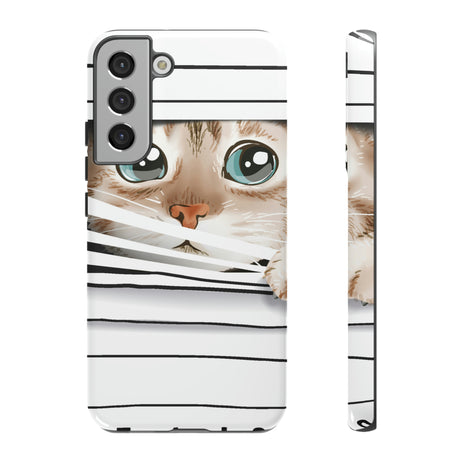 Cute Cat Window Android Case (Protective) Samsung Galaxy S22 Plus Glossy Phone Case