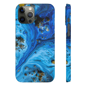 Blue Ice Melt Ink Art iPhone Case (Slim) iPhone 12 Pro Max Glossy Phone Case