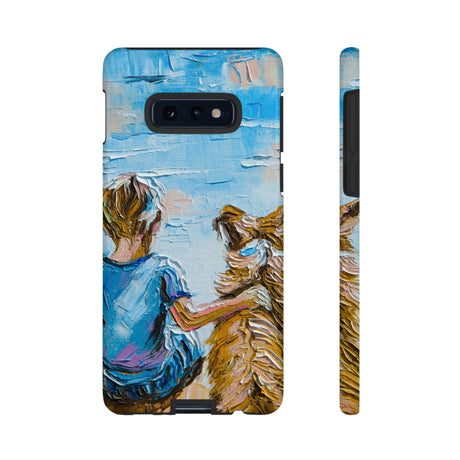 Boy with Dog Android Case (Protective) Samsung Galaxy S10E Glossy Phone Case