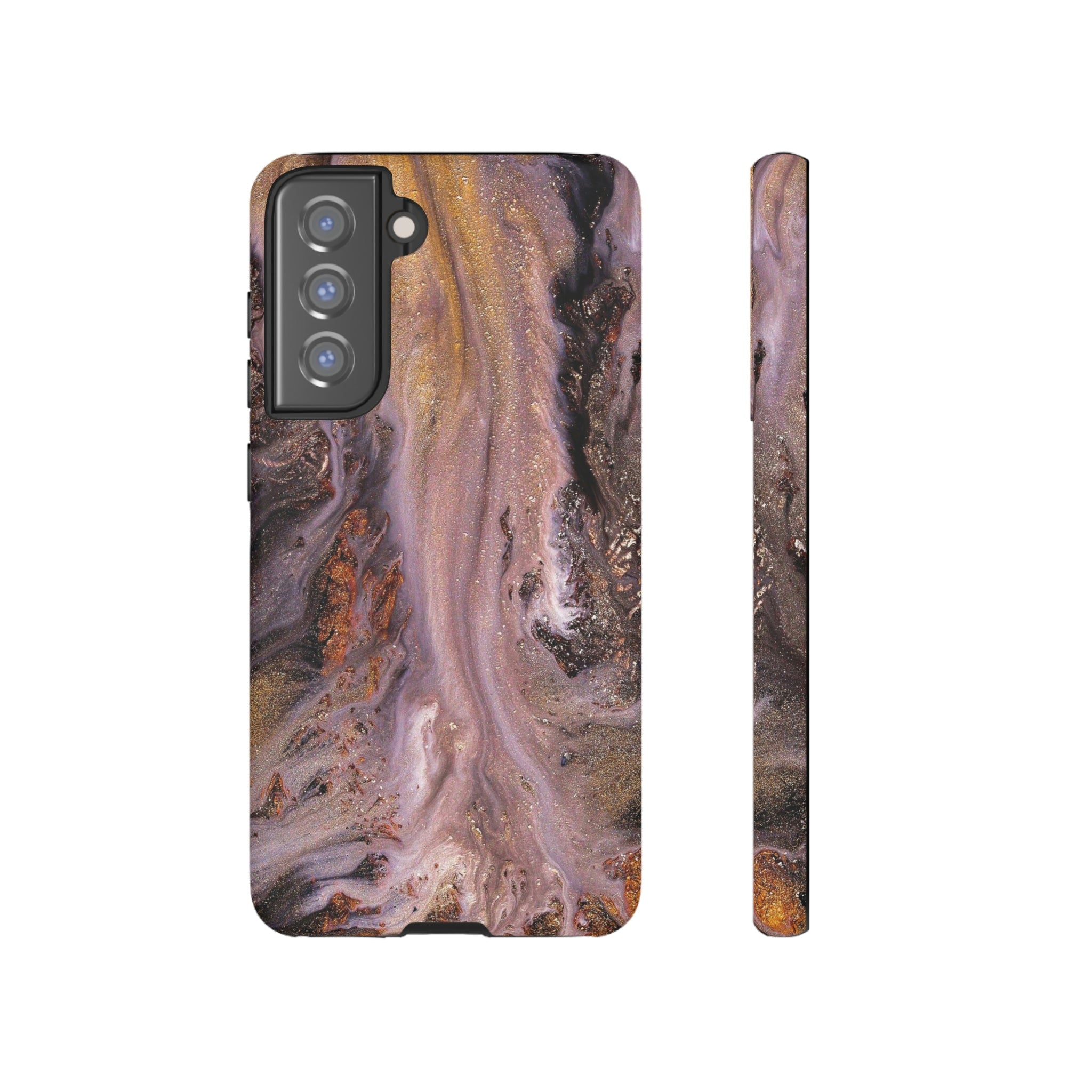 Pink Marble Ink Art Android Case (Protective) Samsung Galaxy S21 FE Matte Phone Case