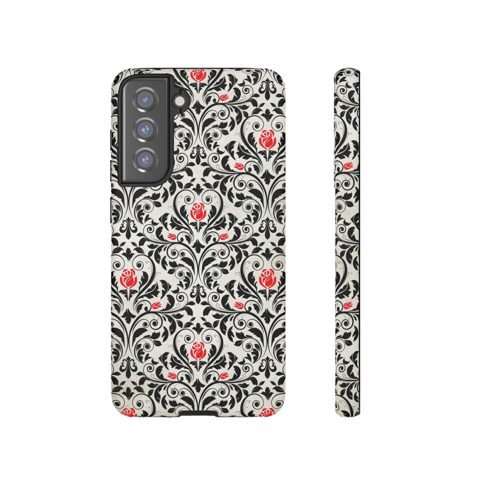 Black Rose Gothic Flower Samsung Case (Protective) Samsung Galaxy S21 FE Matte Phone Case