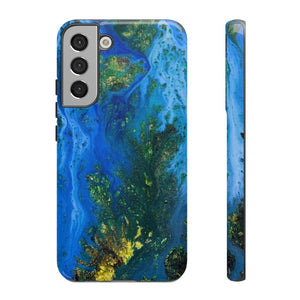 Blue Globe Ink Art Android Case (Protective) Samsung Galaxy S22 Plus Glossy Phone Case