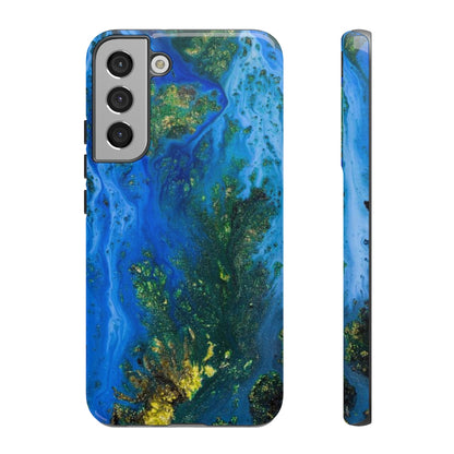 Blue Globe Ink Art Android Case (Protective) Samsung Galaxy S22 Plus Glossy Phone Case