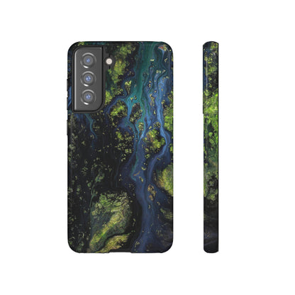 Blue Cosmos Ink Art Android Case (Protective) Samsung Galaxy S21 FE Glossy Phone Case