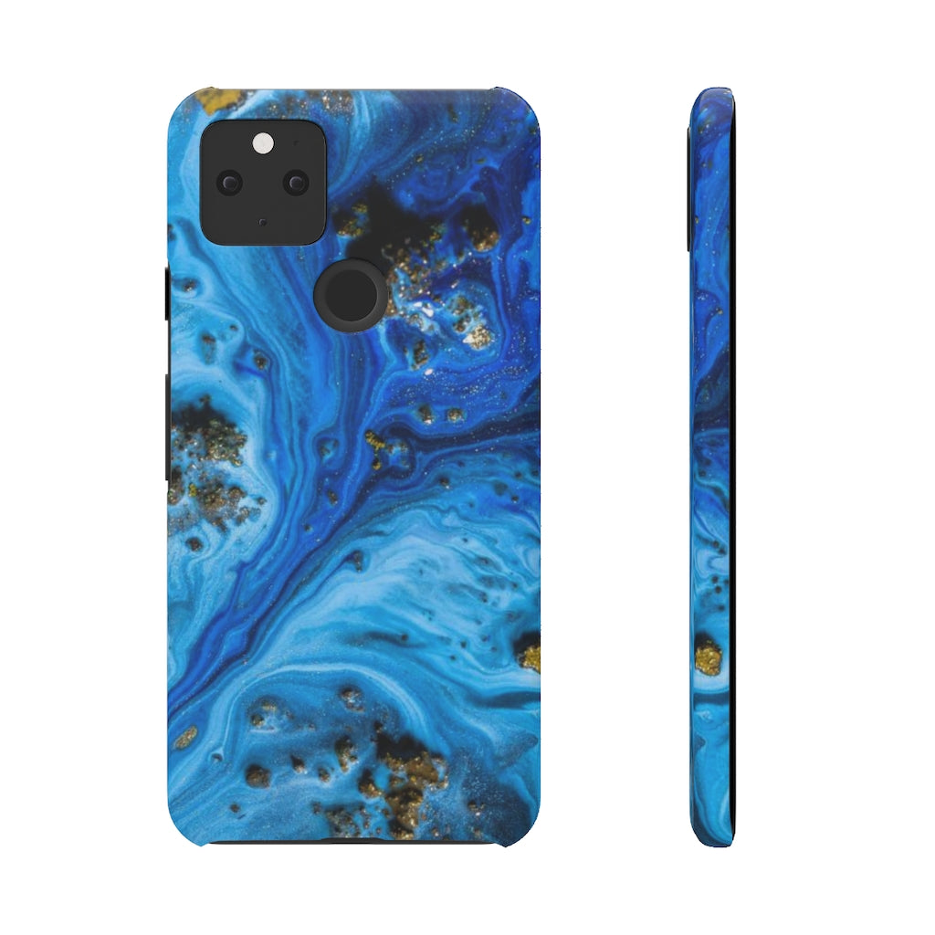 Blue Ice Melt Ink Art Android Case (Slim) Google Pixel 5 Glossy Phone Case