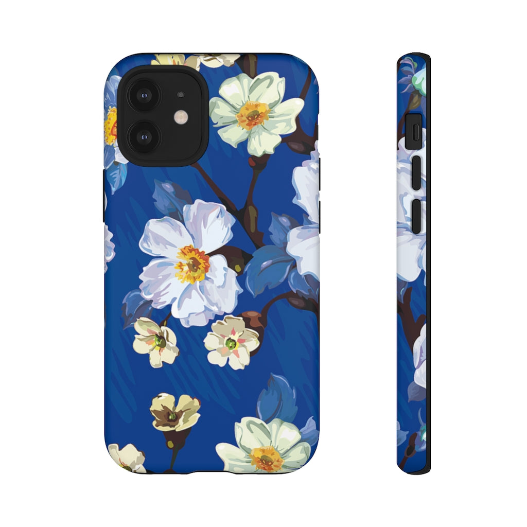 Elegant Flower on Blue iPhone Case (Protective) iPhone 12 Mini Matte Phone Case