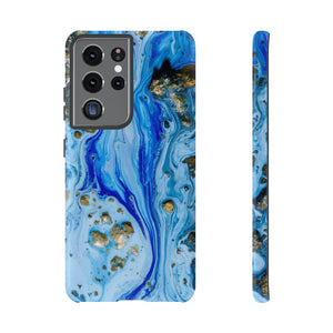 Blue Ice Ink Art Android Case (Protective) Samsung Galaxy S21 Ultra Glossy Phone Case