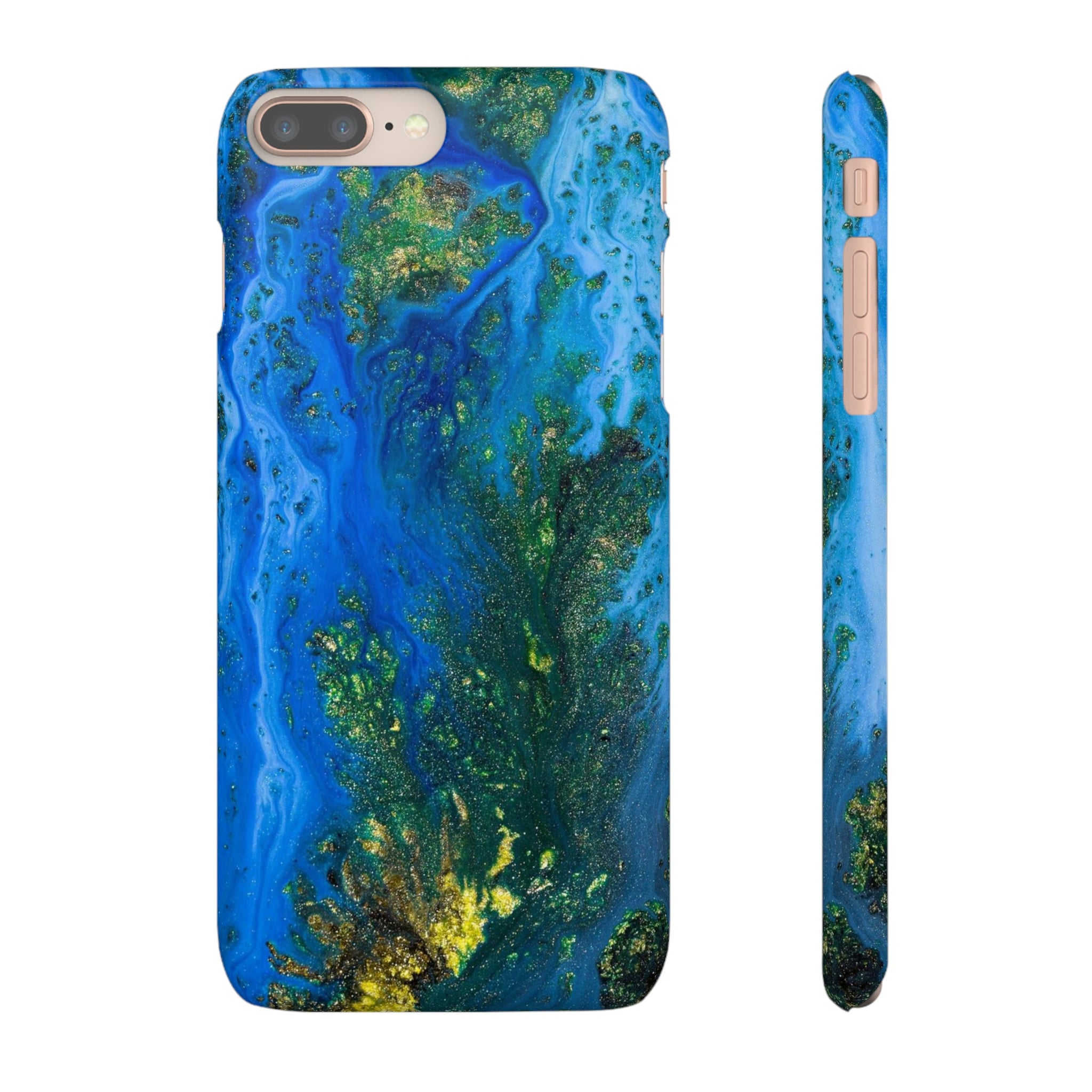 Blue Globe Ink Art iPhone Case (Slim) iPhone 8 Plus Matte Phone Case