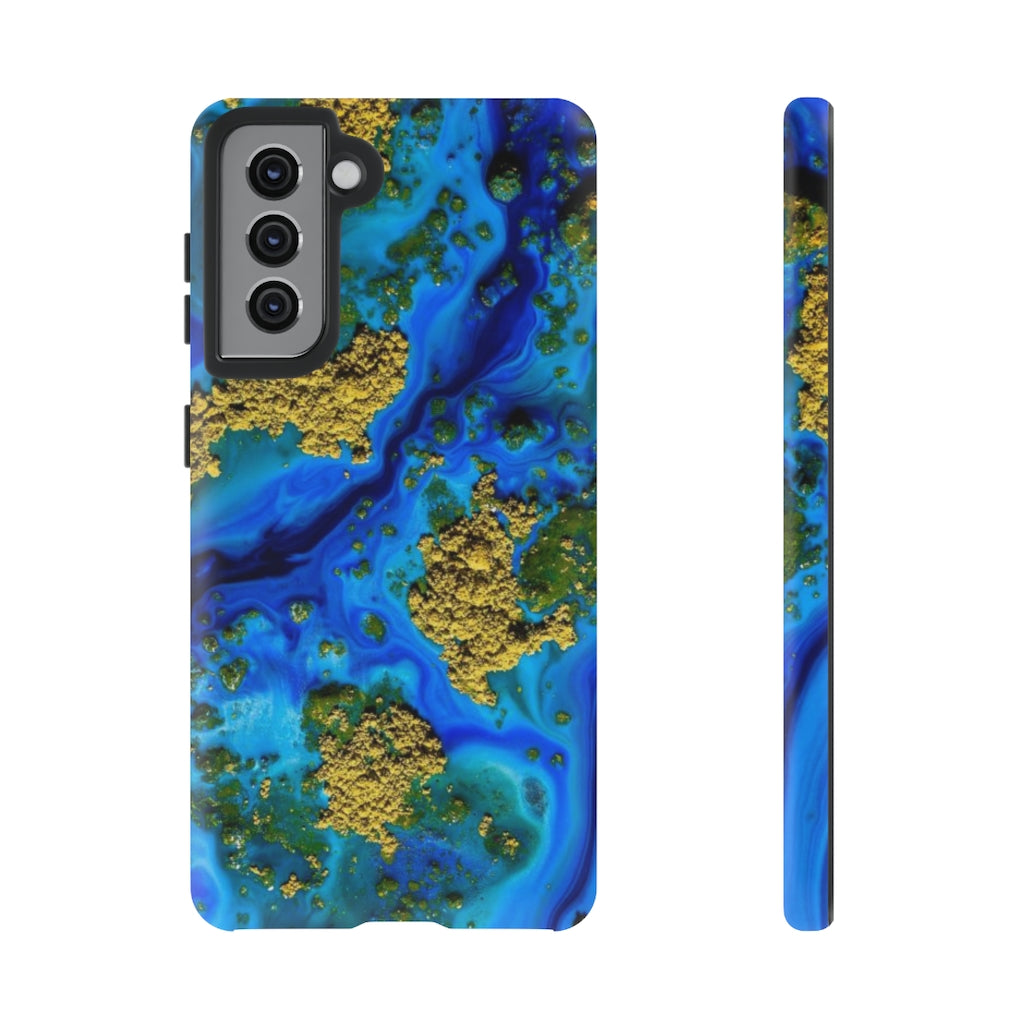 Blue Clear Ocean Ink Art Android Case (Protective) Samsung Galaxy S21 Matte Phone Case