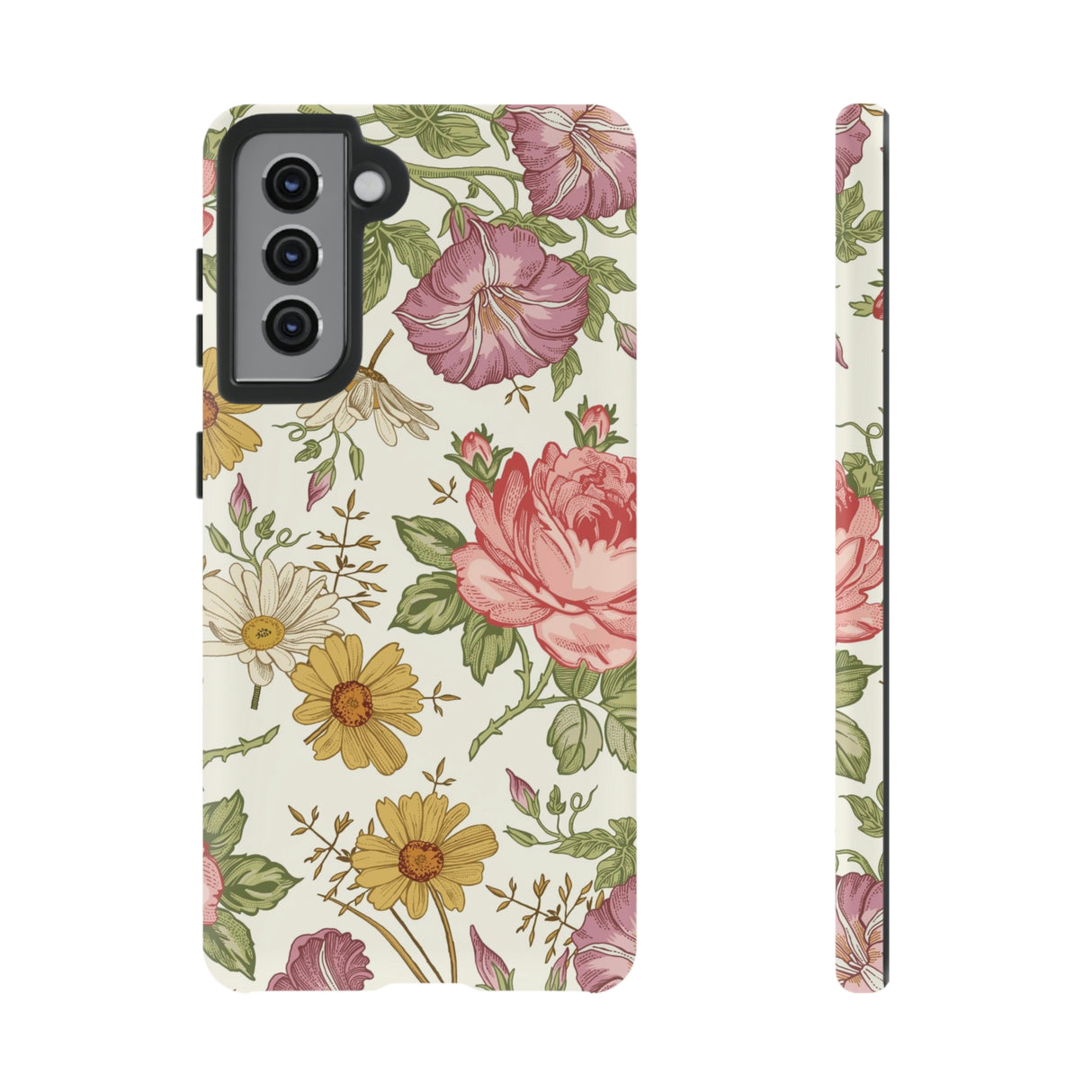 Fabric Vintage Flower Samsung Case (Protective) Samsung Galaxy S21 Matte Phone Case